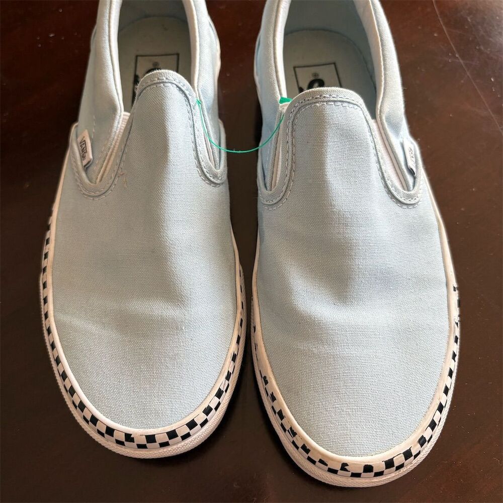 Vans Classic Slip-On Shoes Unisex Size 5.5‎ Men’s light Blue Checkered Casual
